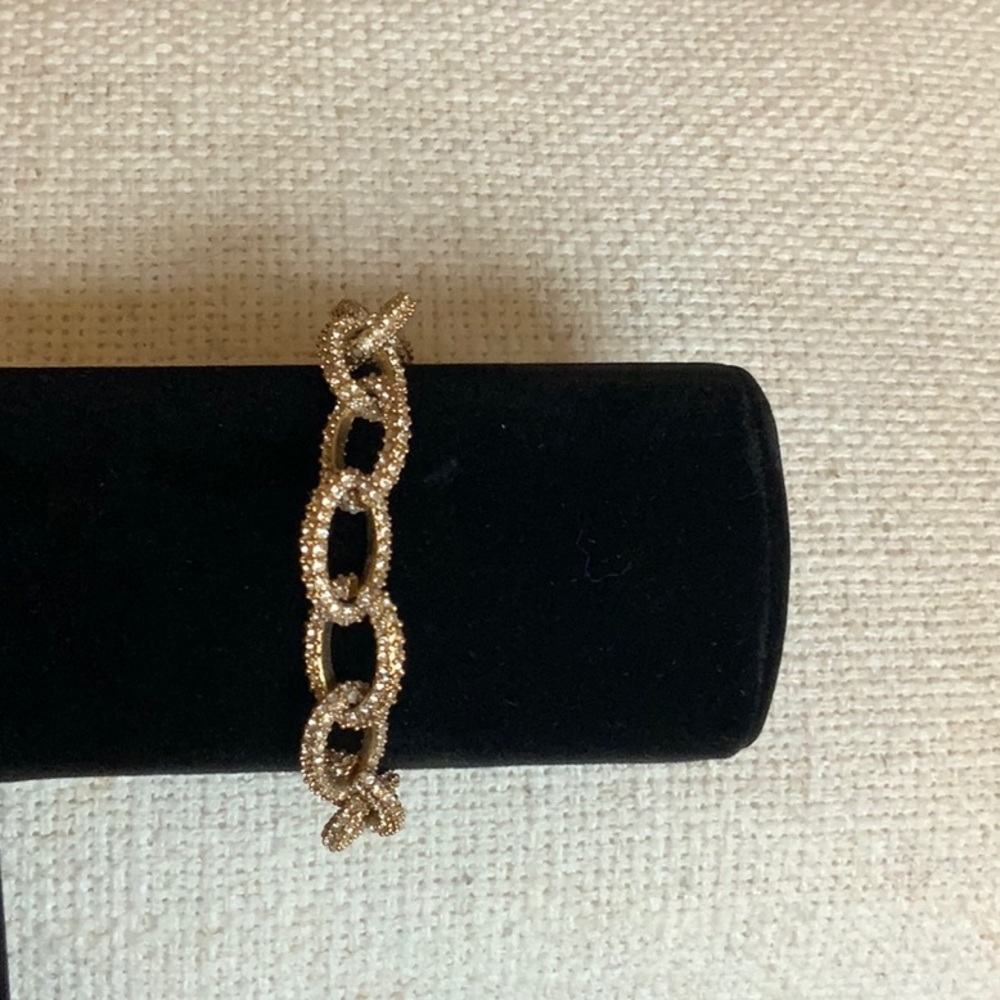 J. Crew Factory Gold & Pave Crystal Link Bracelet